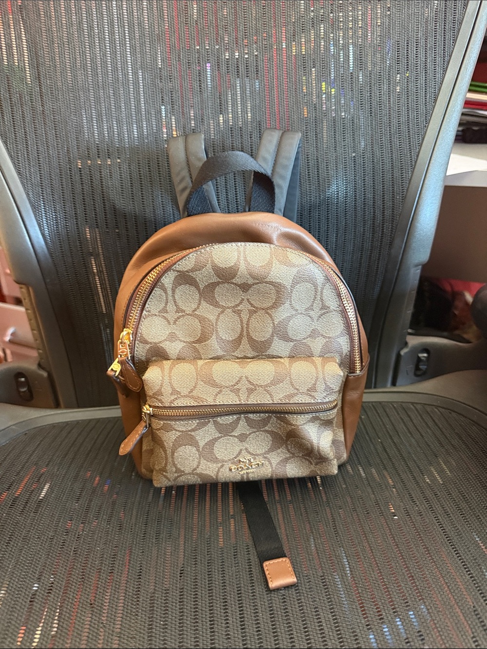 Coach Tan/Brown Signature Canvas Mini Backpack
